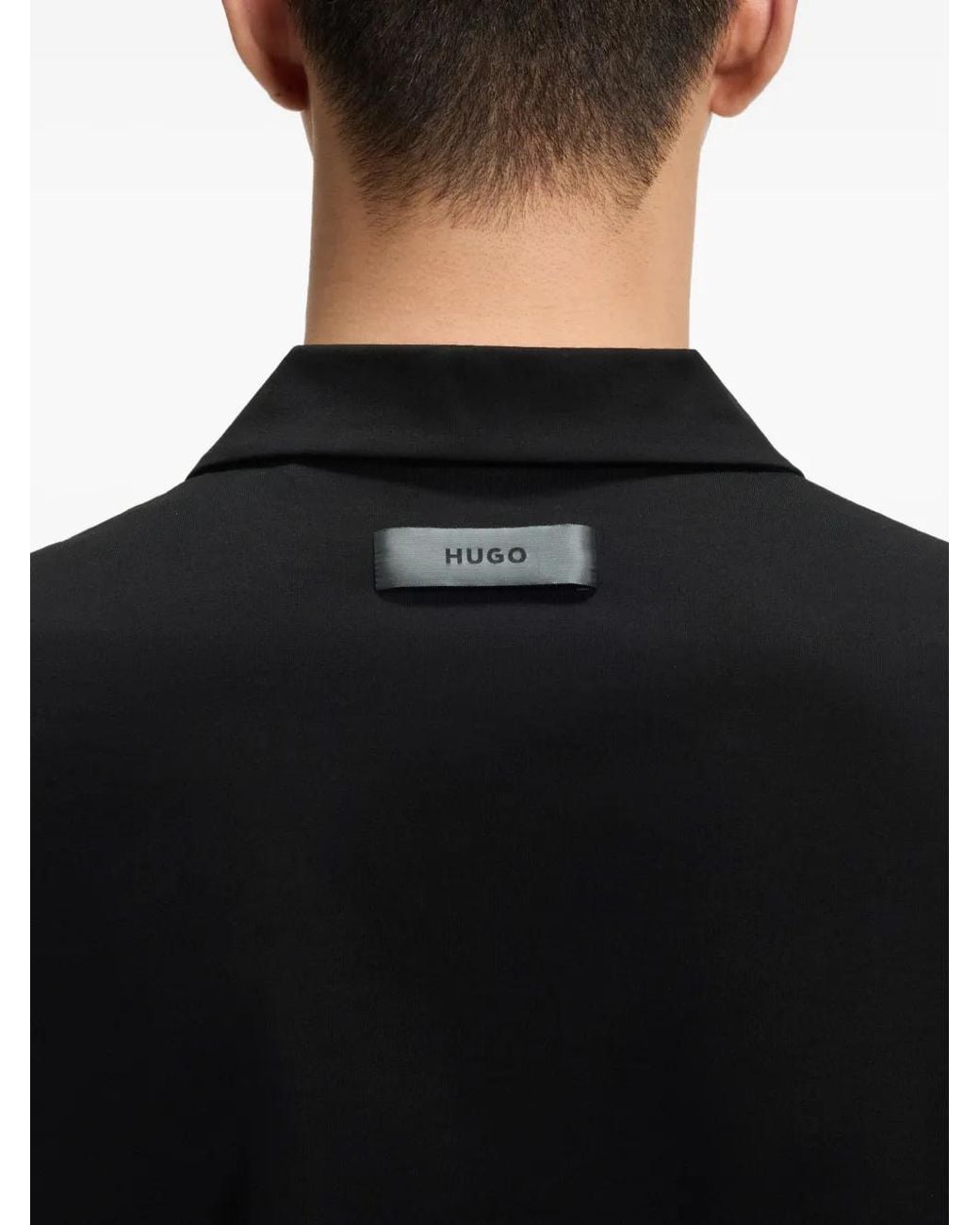 HUGO Black Short-Sleeve Polo Shirt for men