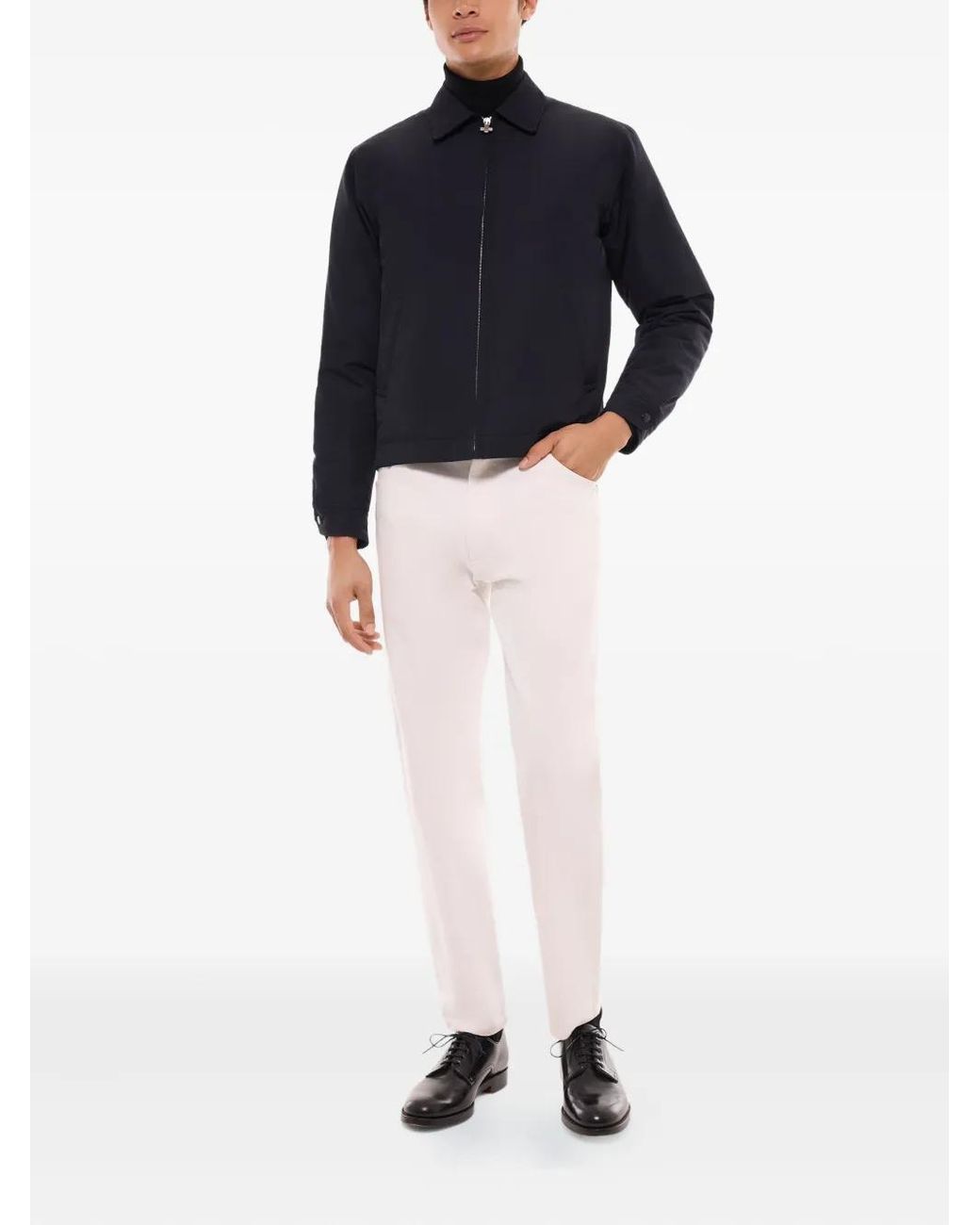 Fursac Blue Zip-Front Bomber Jacket for men
