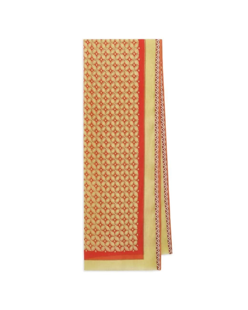 Maliparmi White Geometric Fringed Scarf