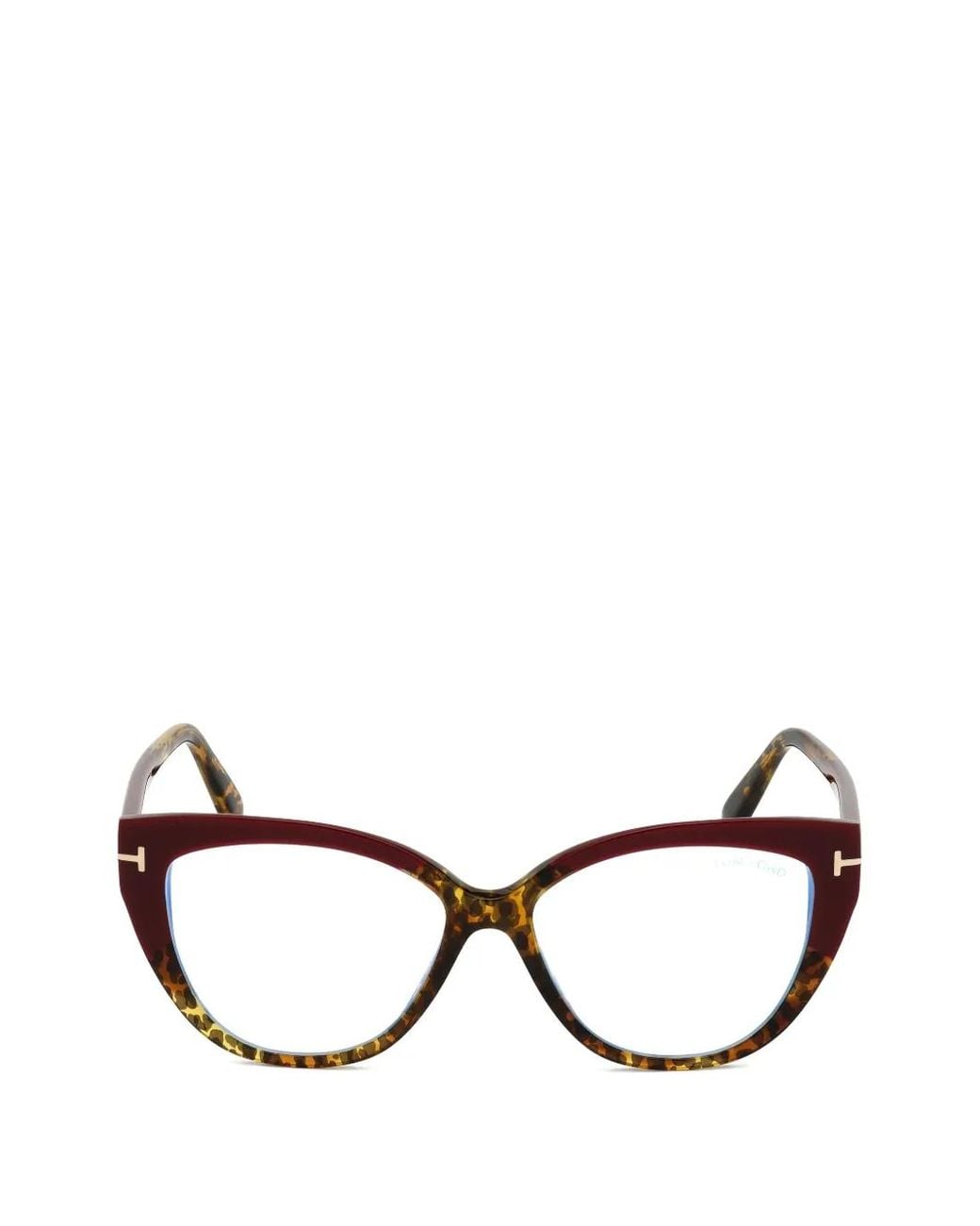 Tom Ford Red Leopard-Pattern Cat-Eye Glasses