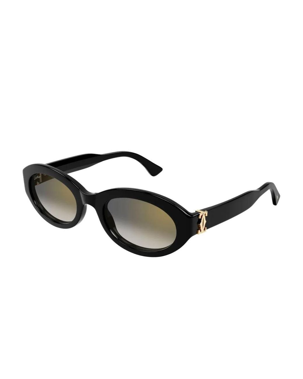 Cartier Black Oval-Frame Sunglasses