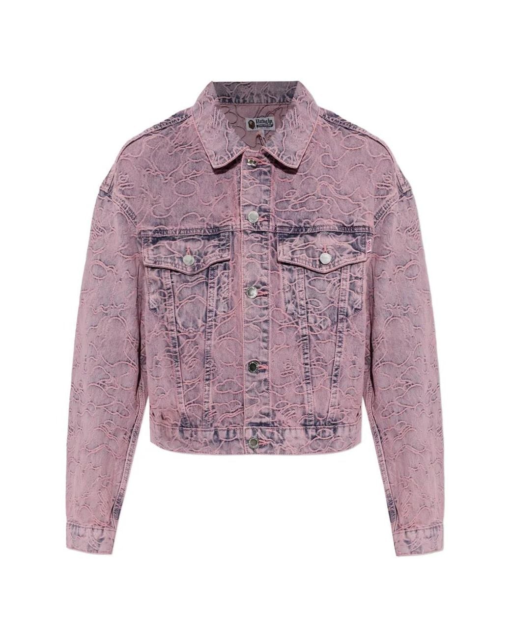 A Bathing Ape Purple Line Camo Patterned Denim Jacket