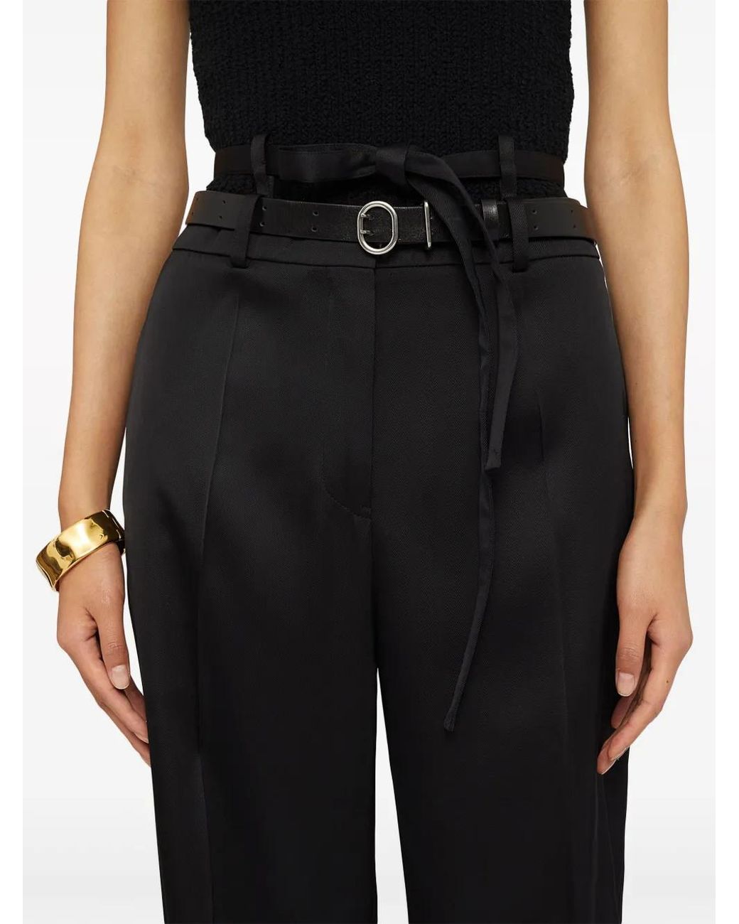 Jil Sander Black Silk Trousers