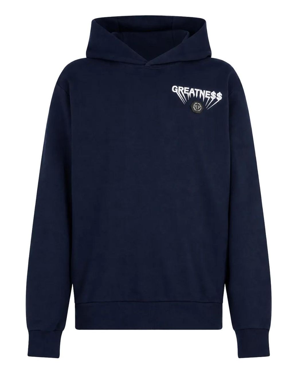 Philipp Plein Blue Fleece Hoodie Greatness for men