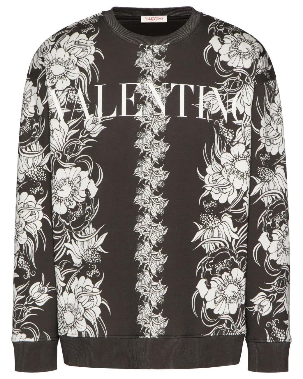 Valentino Garavani Black Logo-Print Long-Sleeve Sweatshirt for men