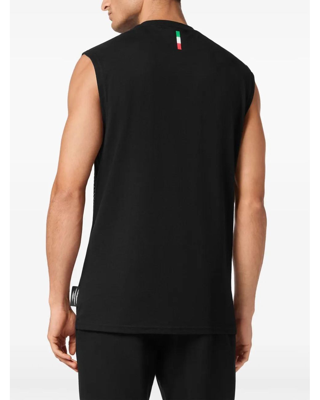 Philipp Plein Black Tiger-Motif Tank Top for men