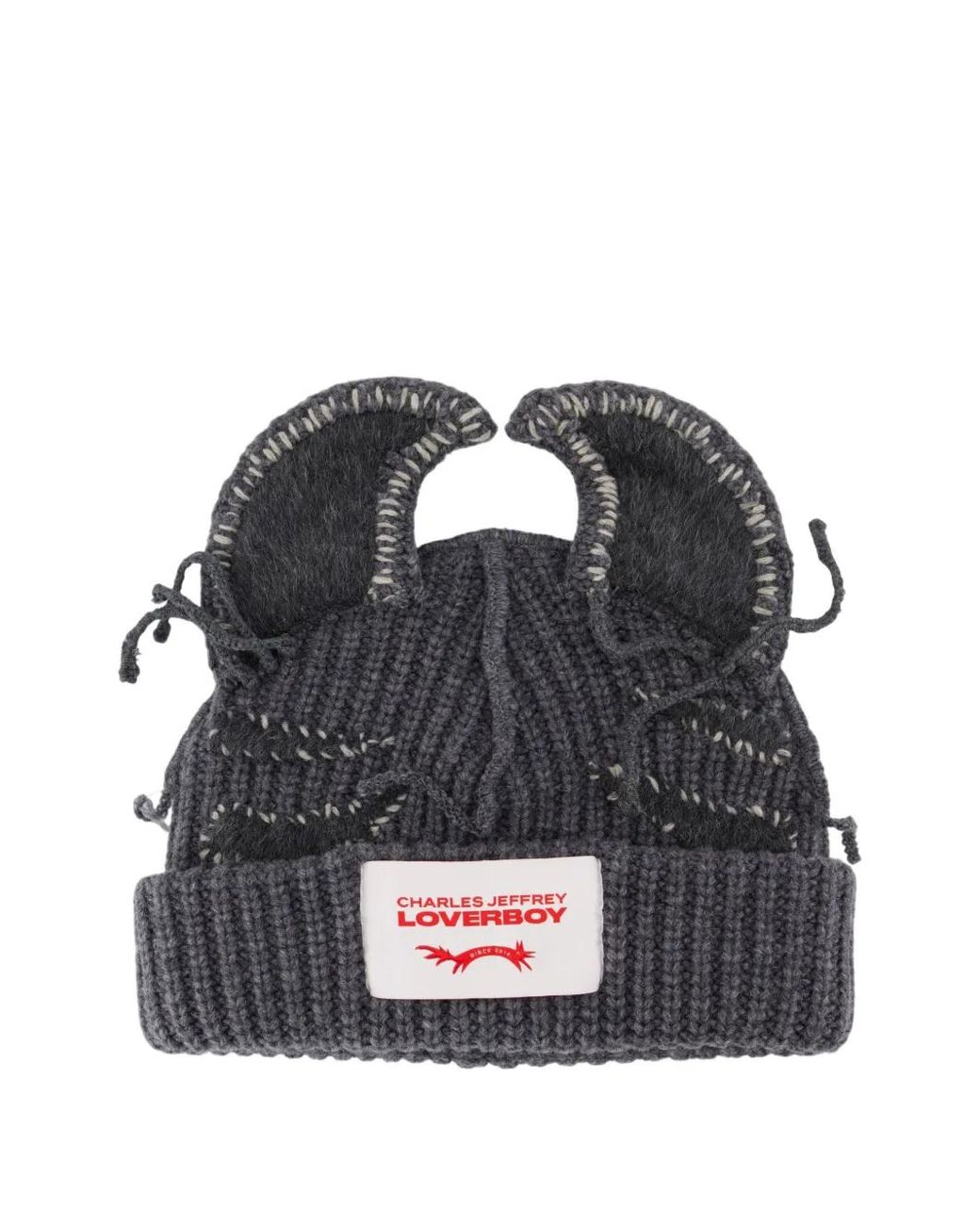 Charles Jeffrey Black Ears-Detail Beanie Hat