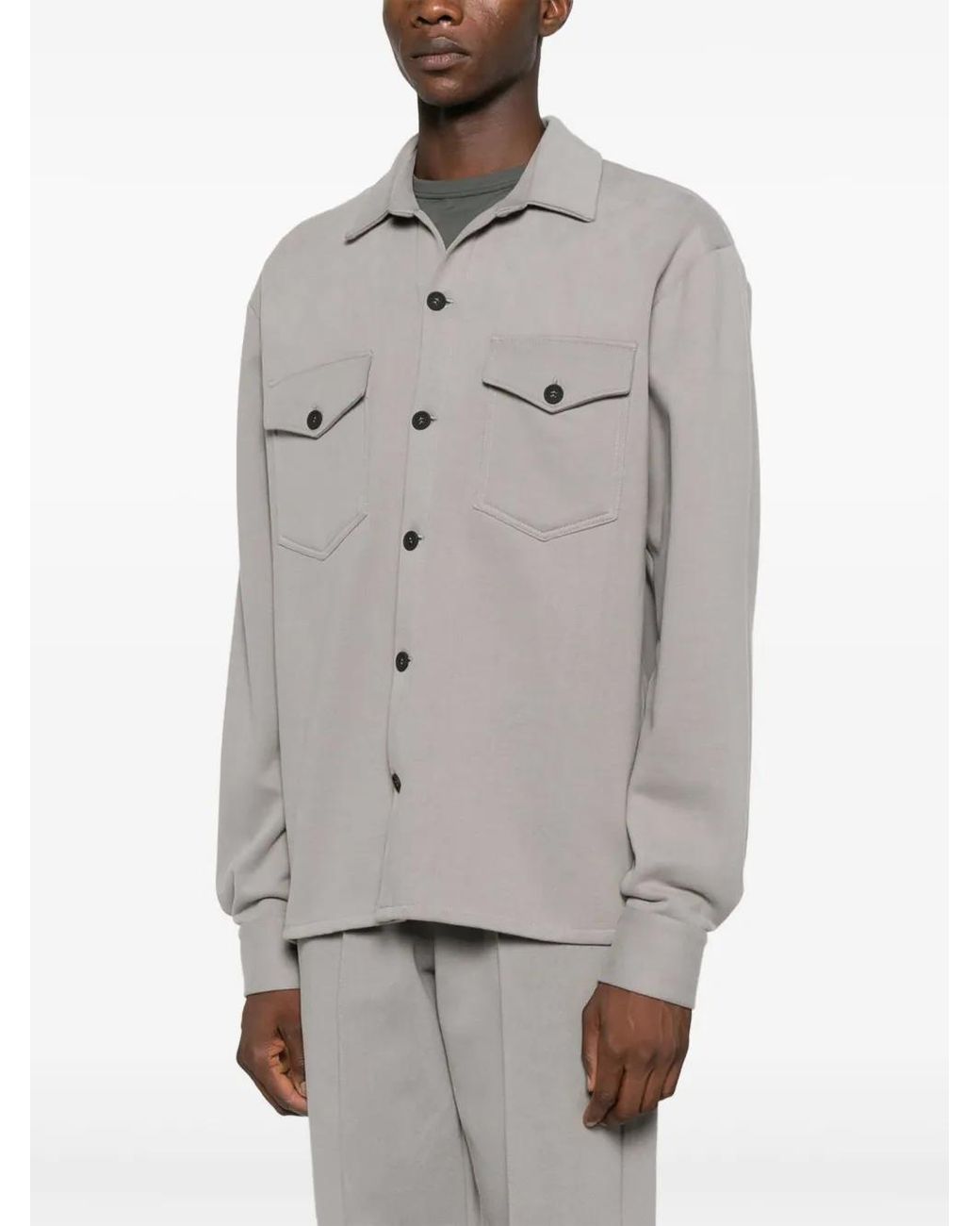 Notrainproof Gray Flap-Pocket Shirt for men