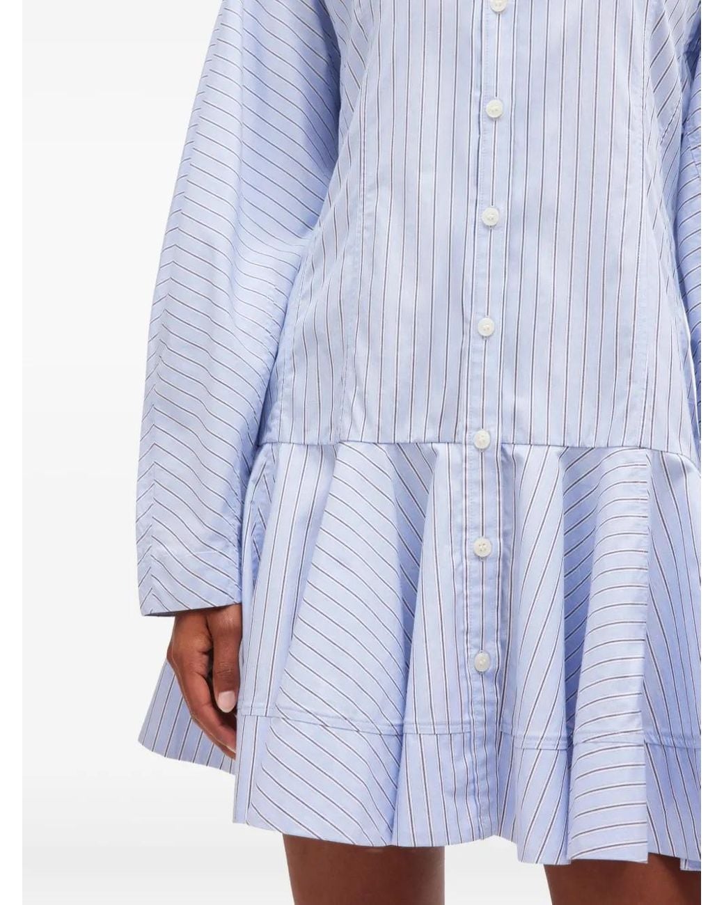 Ganni White Stripes Shirt Dress