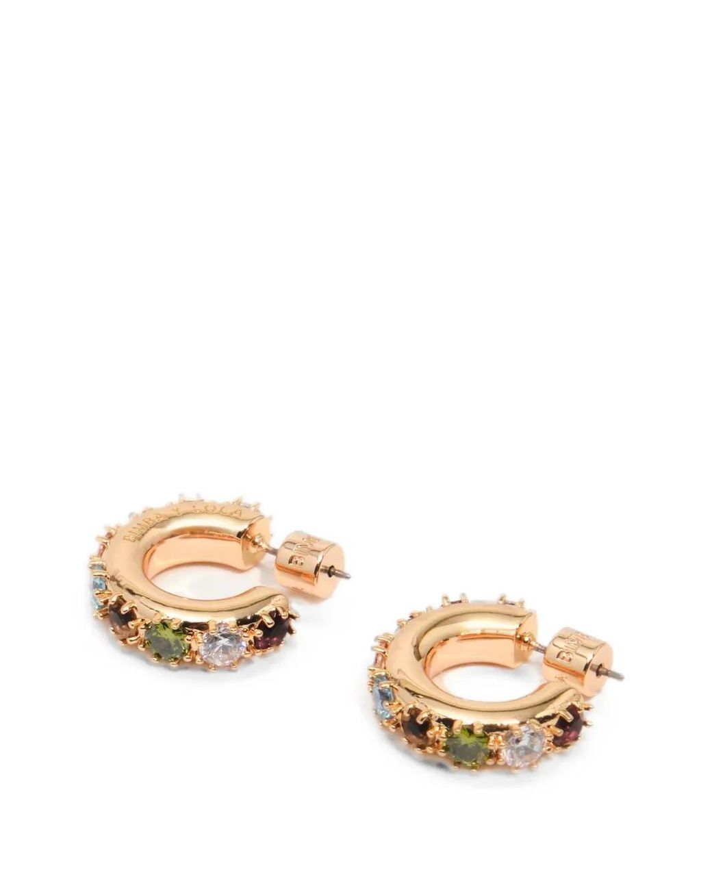 Bimba Y Lola Metallic Crystal Hoop Earrings