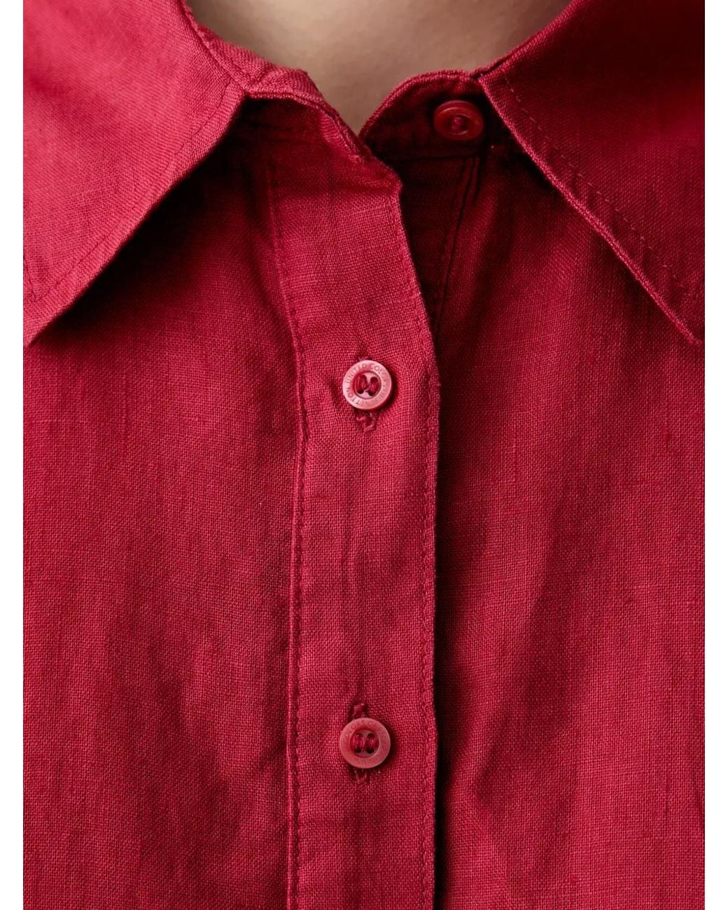 Benetton Red Short-Sleeve Shirt Midi Dress