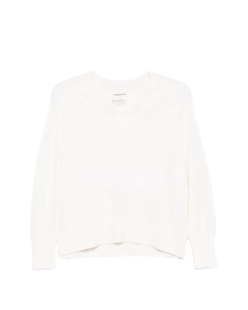 Purotatto White V-Neck Sweater