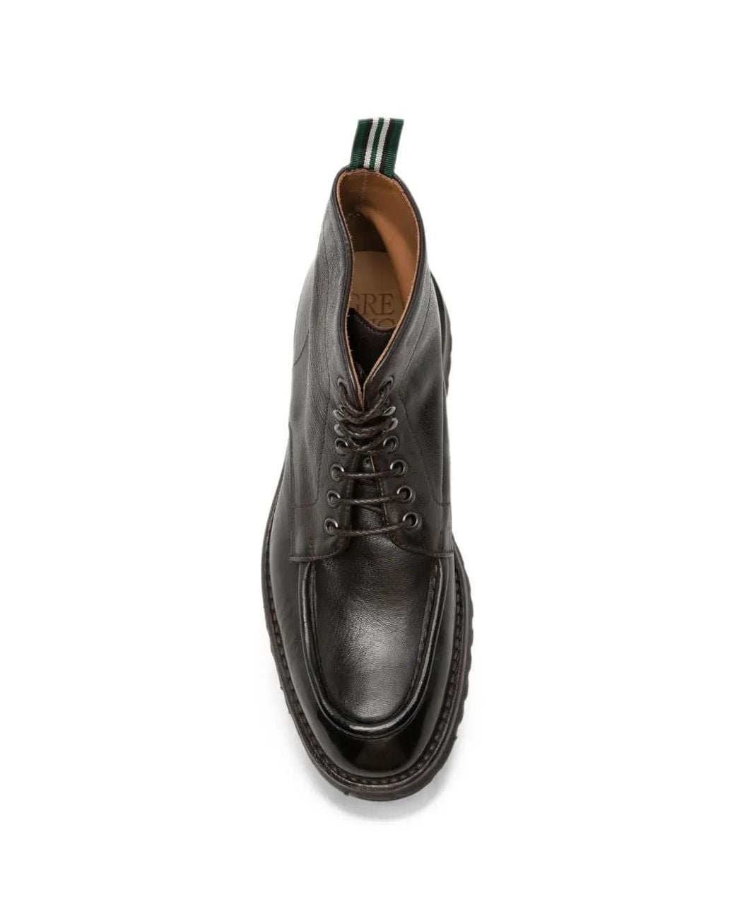 Green George Black Lace-Up Leather Ankle Boots for men