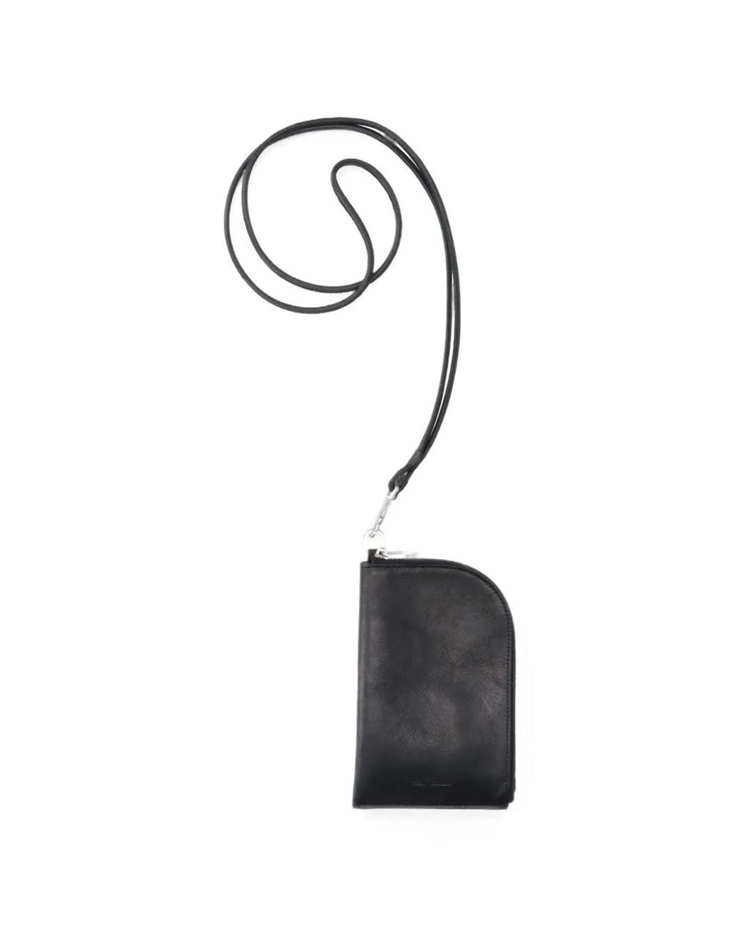 Rick Owens Black Portefeuille En Cuir À Fermeture Zippée