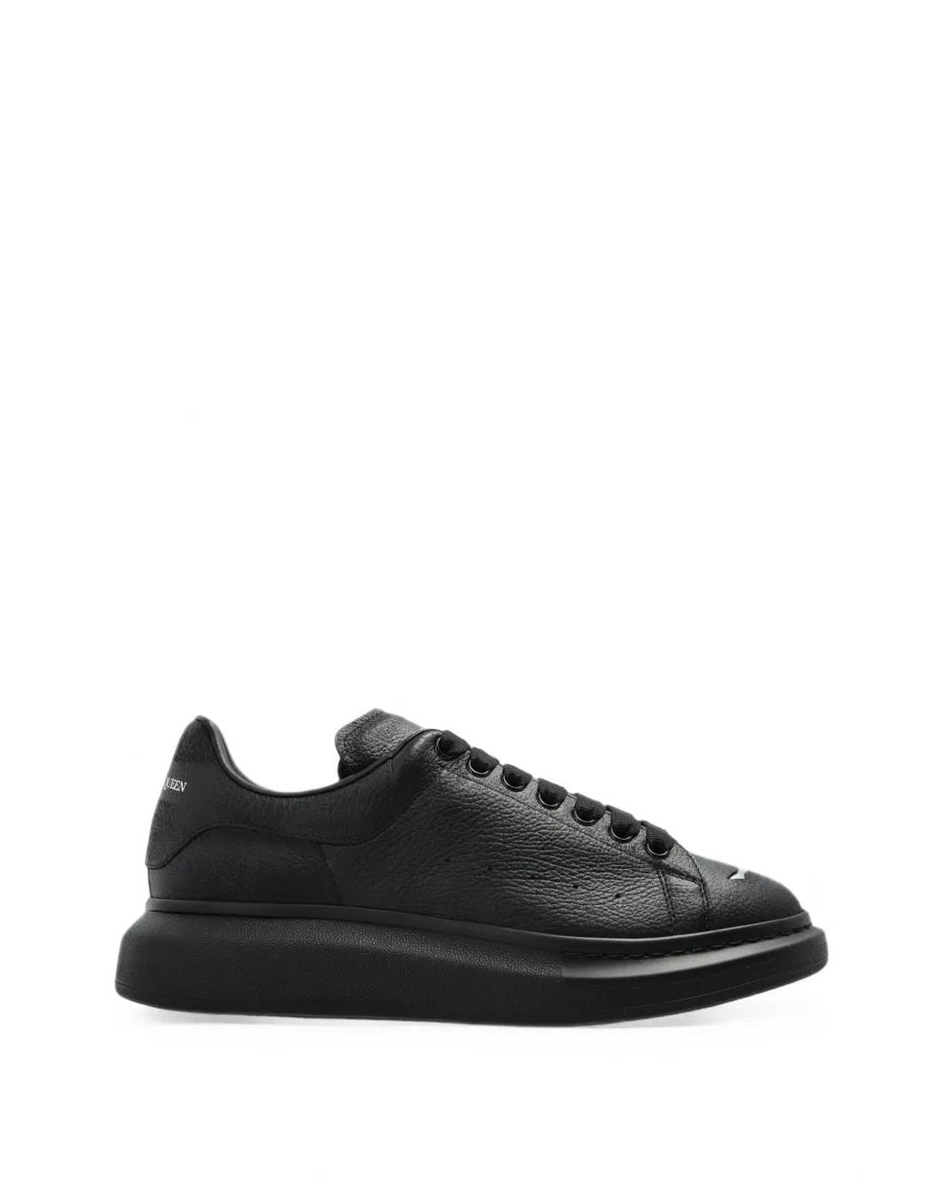 McQueen Black Oversized Logo-Print Leather Sneakers for men