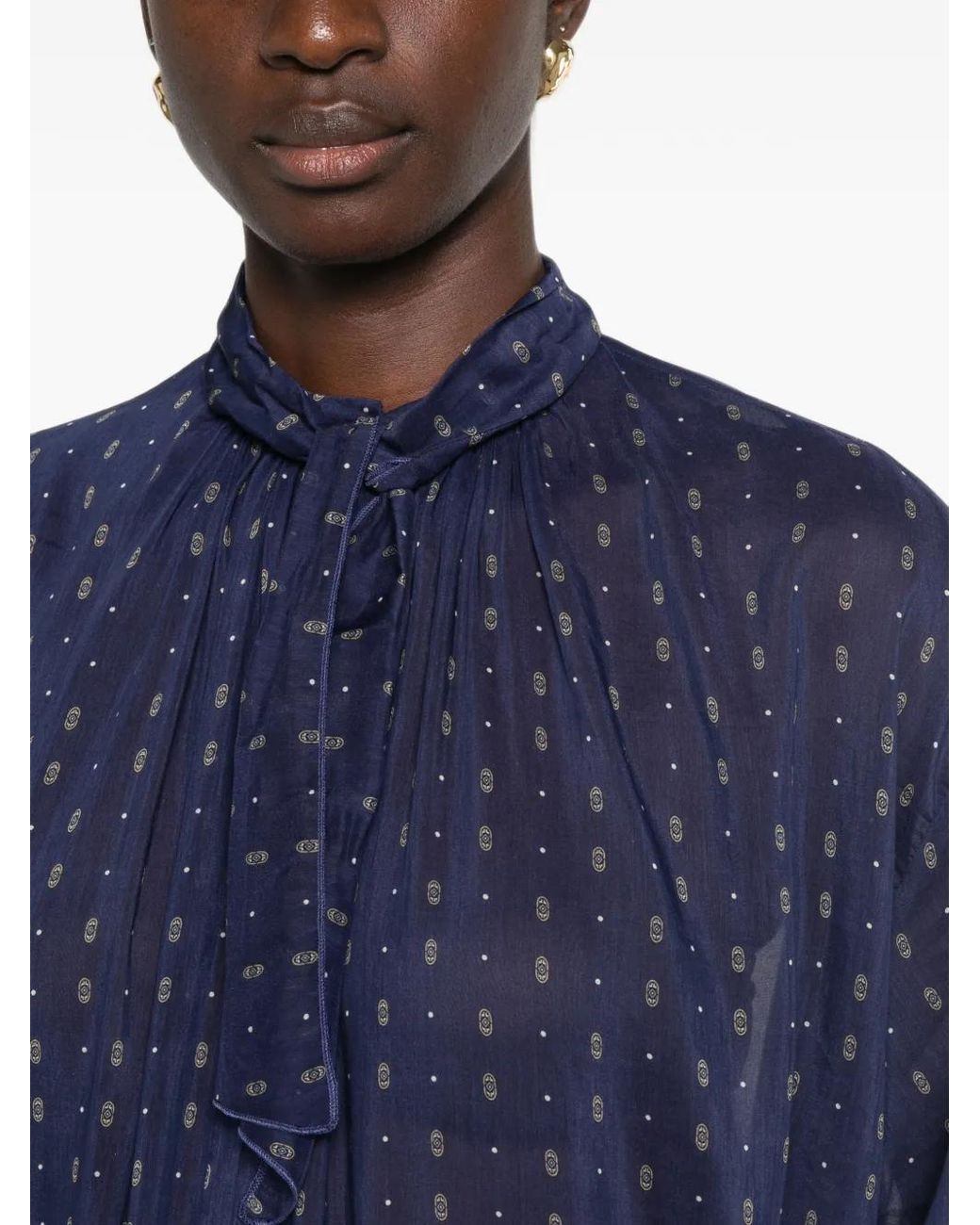 Forte_forte Blue Chemise Fluide Imprimé À Cravate