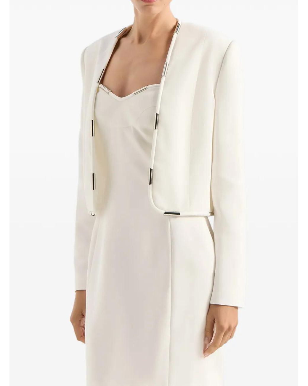 Genny White Metallic-Detail Jacket