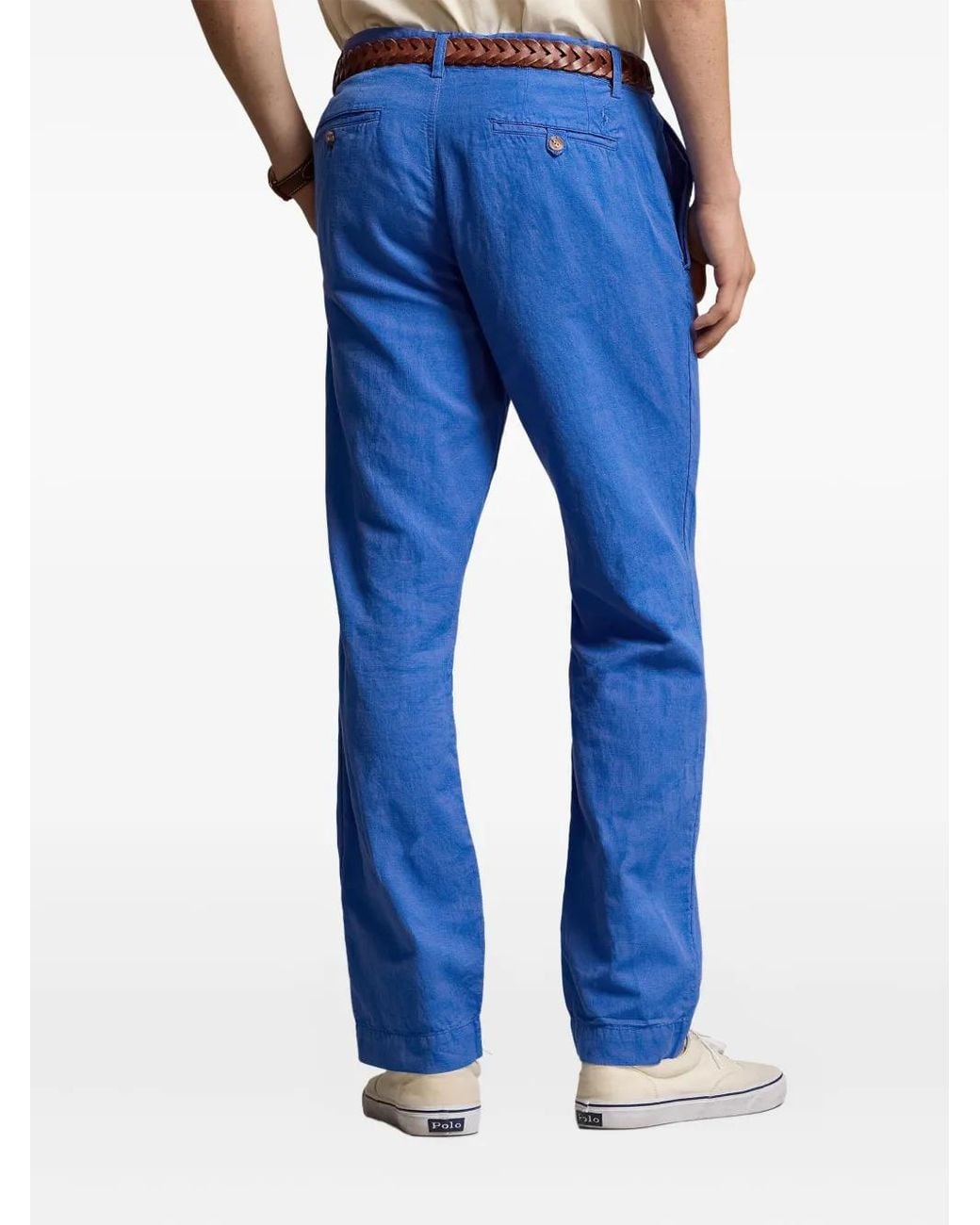Polo Ralph Lauren Blue Flat-Front Trousers for men