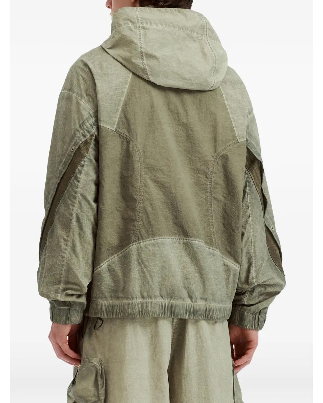 FIVE CM Green Hooded Panelled Lightweight Jacket for men