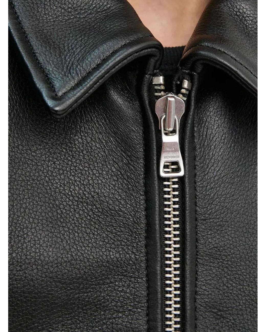 Won Hundred Gray Zip-Front Leather Jacket