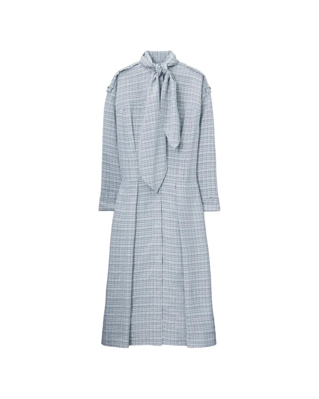 Tory Burch Blue Front-Tie Jacquard Shirtdress
