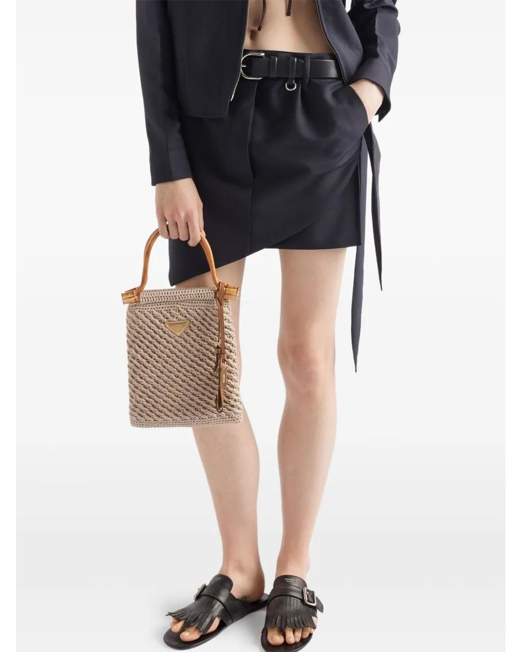 Prada Asymmetrische Wikkelrok in het Black