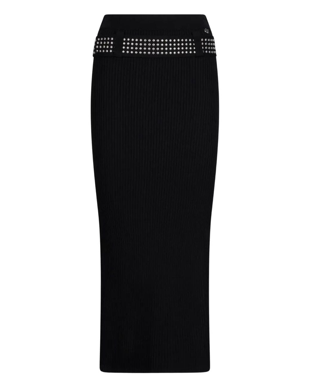 Liu Jo Black Knit Midi Skirts With Studs