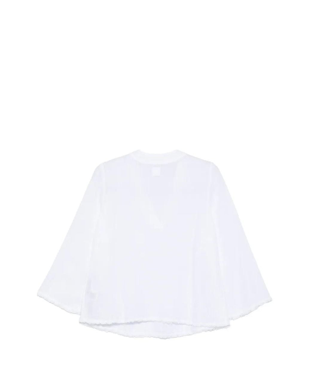 120% Lino White V-Neck Blouse