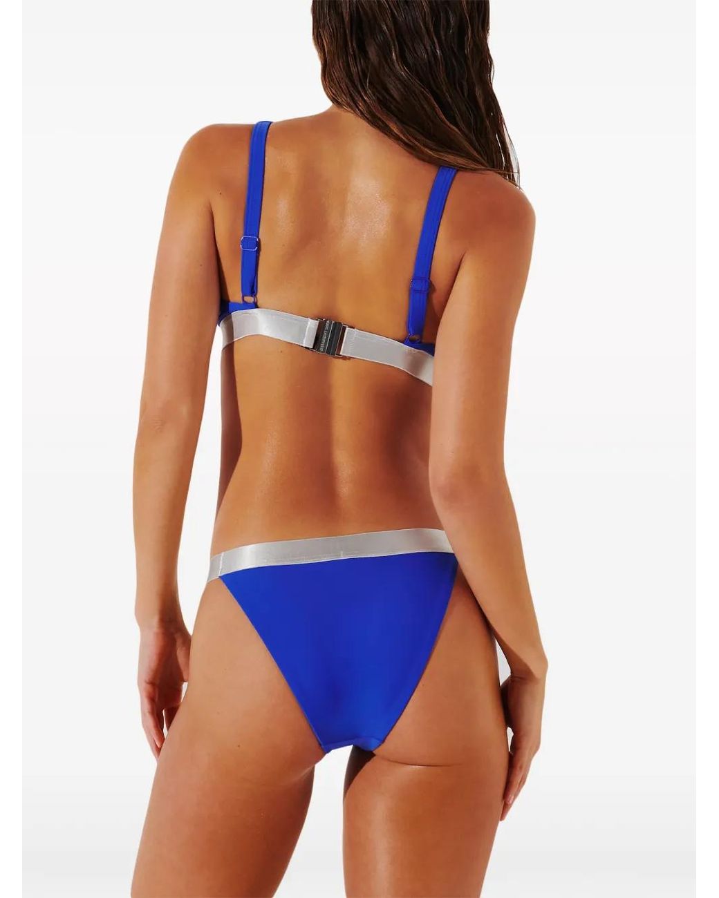 Karl Lagerfeld Blue Logo-Underband Triangle Bikini Top