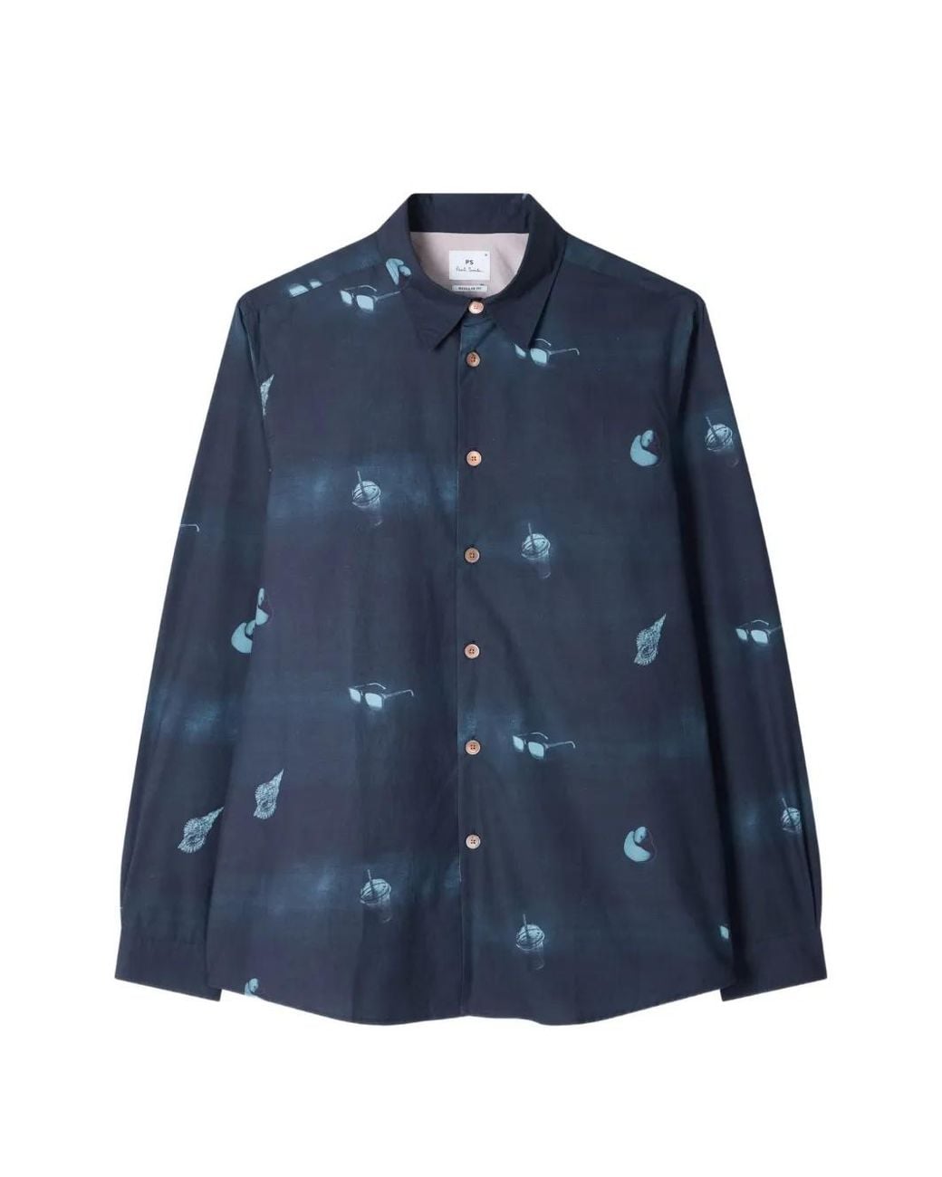 Paul Smith Blue Chemise Sunbleached Snaps En Popeline for men