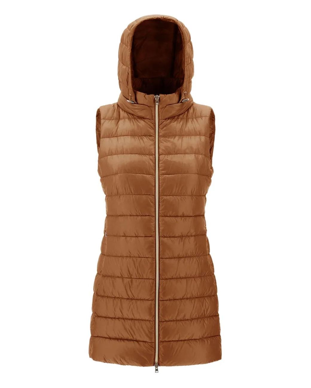 Herno Brown Serena Hooded Quilted Gilet
