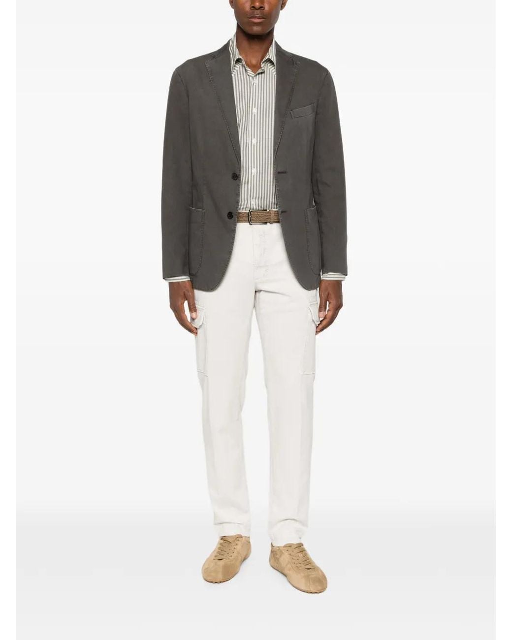 Boglioli Gray K-Jacket Single-Breasted Patch-Pocket Blazer for men