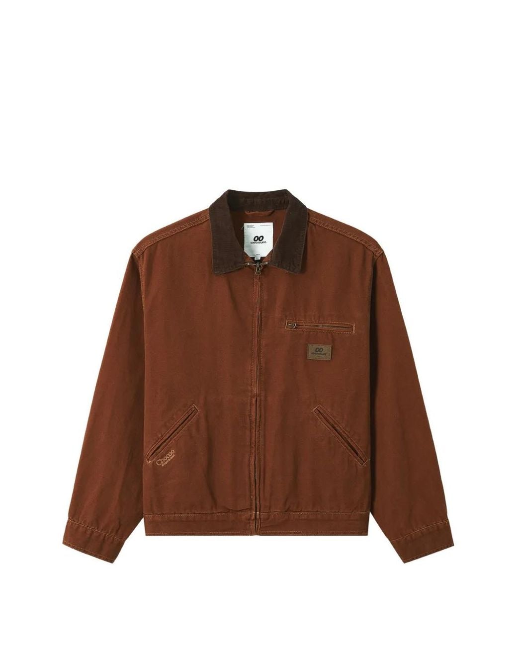Chocoolate Brown Corduroy-Collar Zip-Up Jacket for men