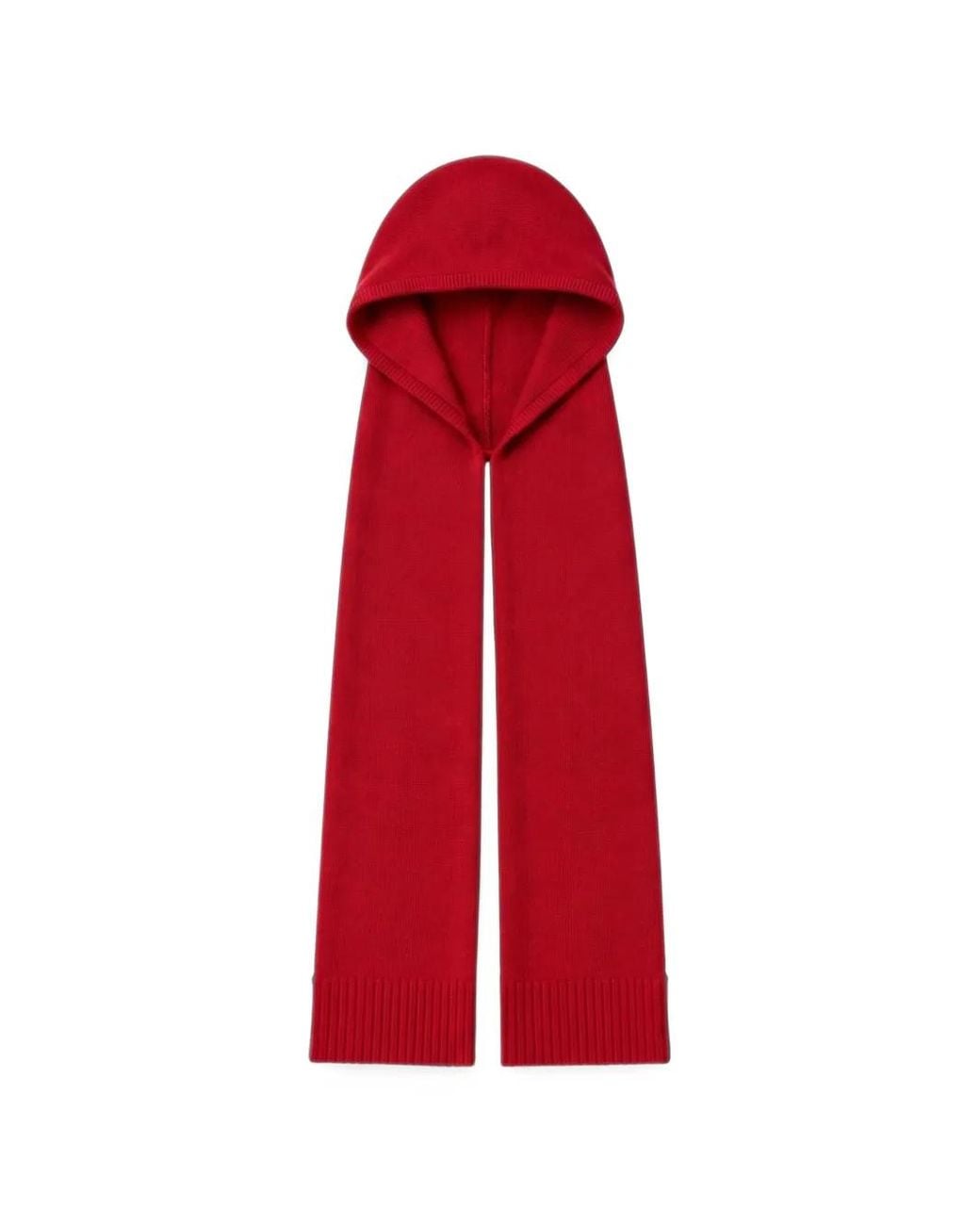 Chinti & Parker Red Fine-Knit Hooded Scarf