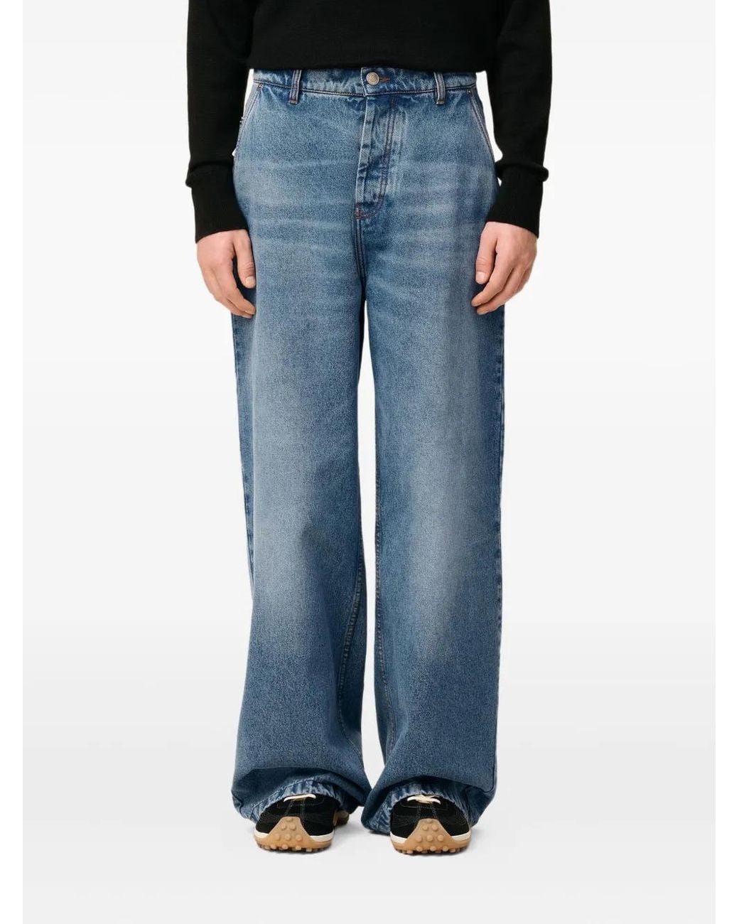 AMI Blue Wide-Fit Cotton Jeans for men