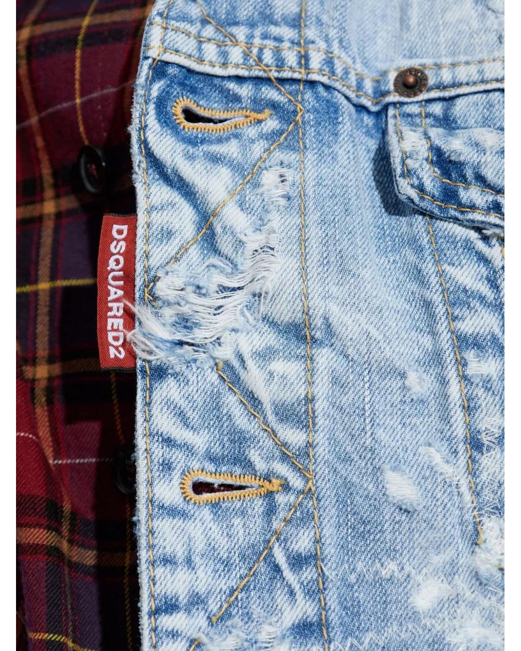DSquared² Blue Distressed Denim Jacket