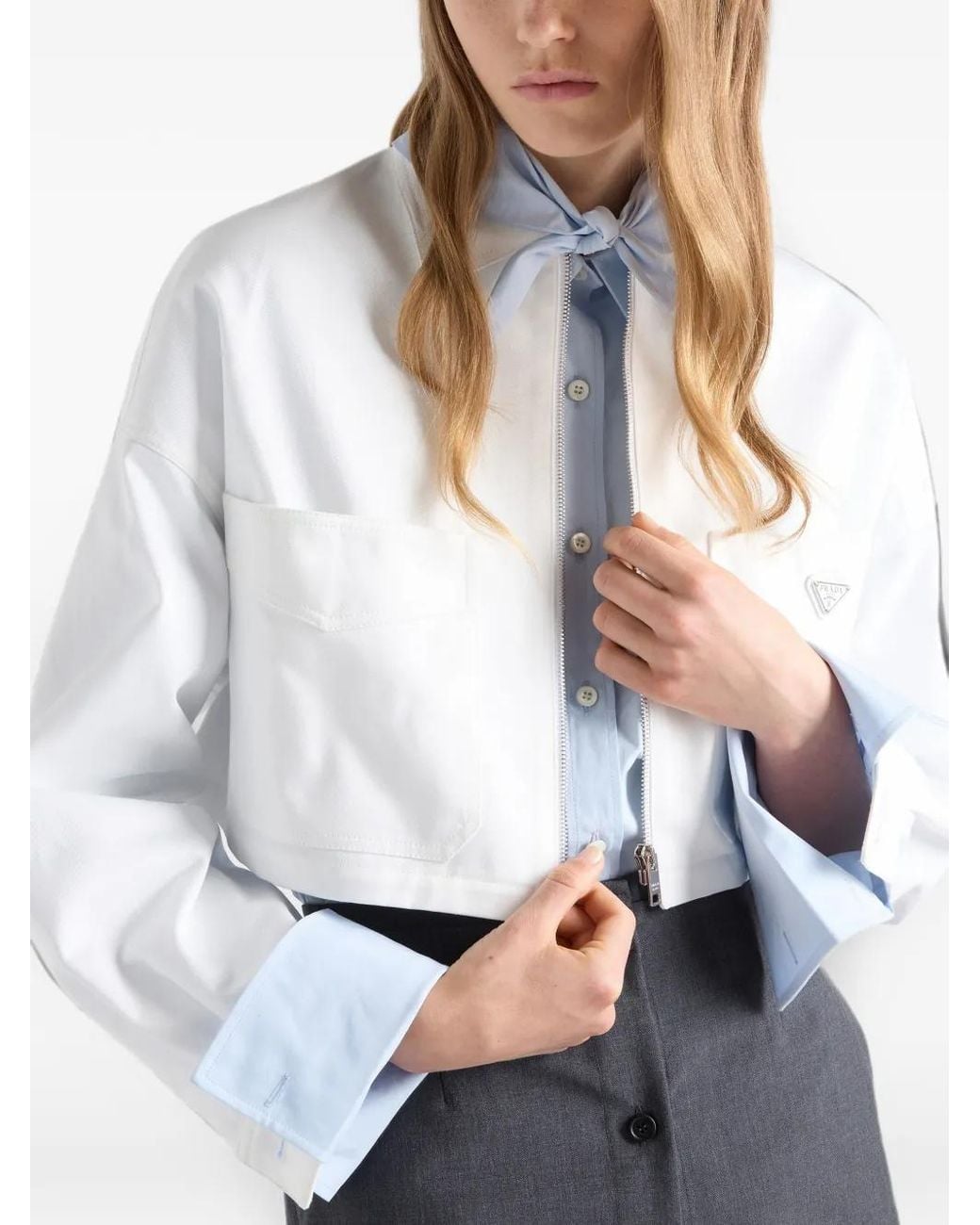 Prada Cropped Jack Met Logoplakkaat in het White