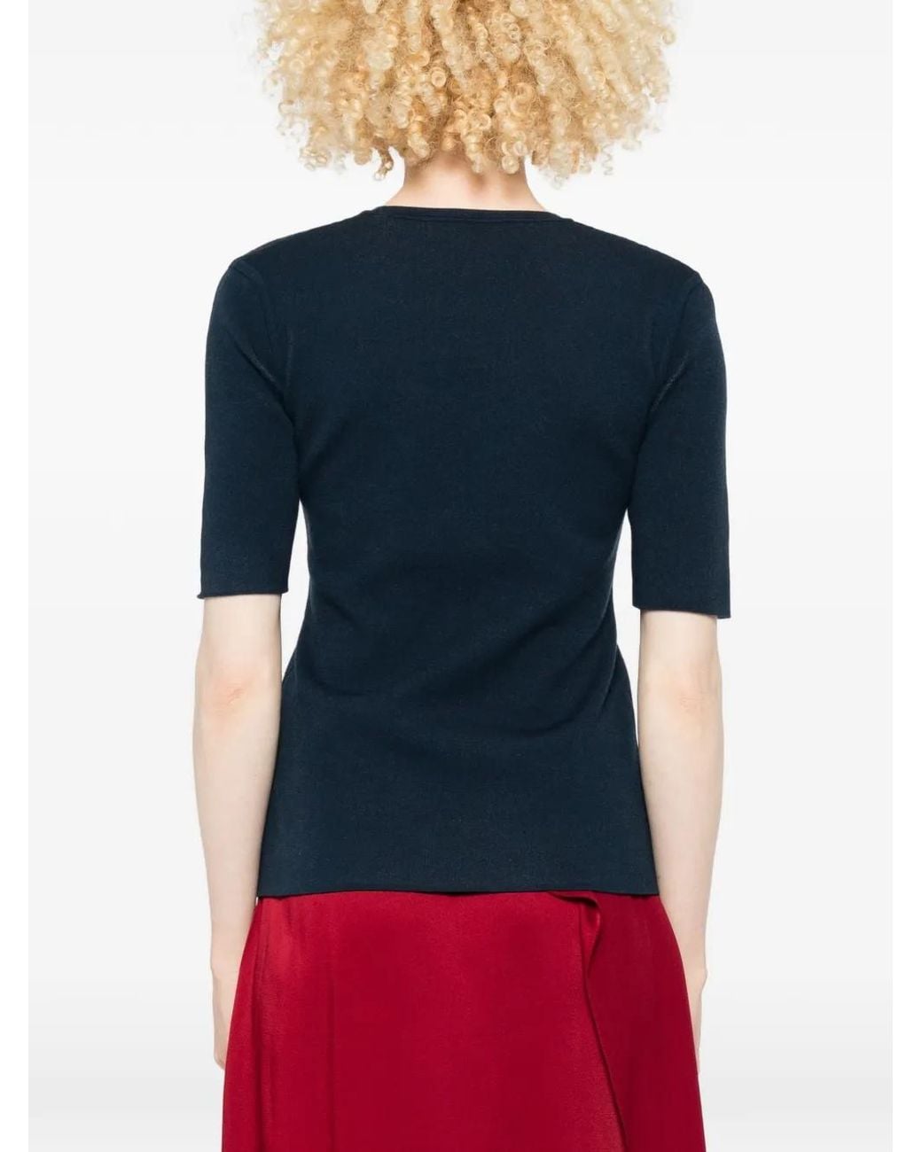 Erdem Blue T-Shirt En Maille À Fleurs