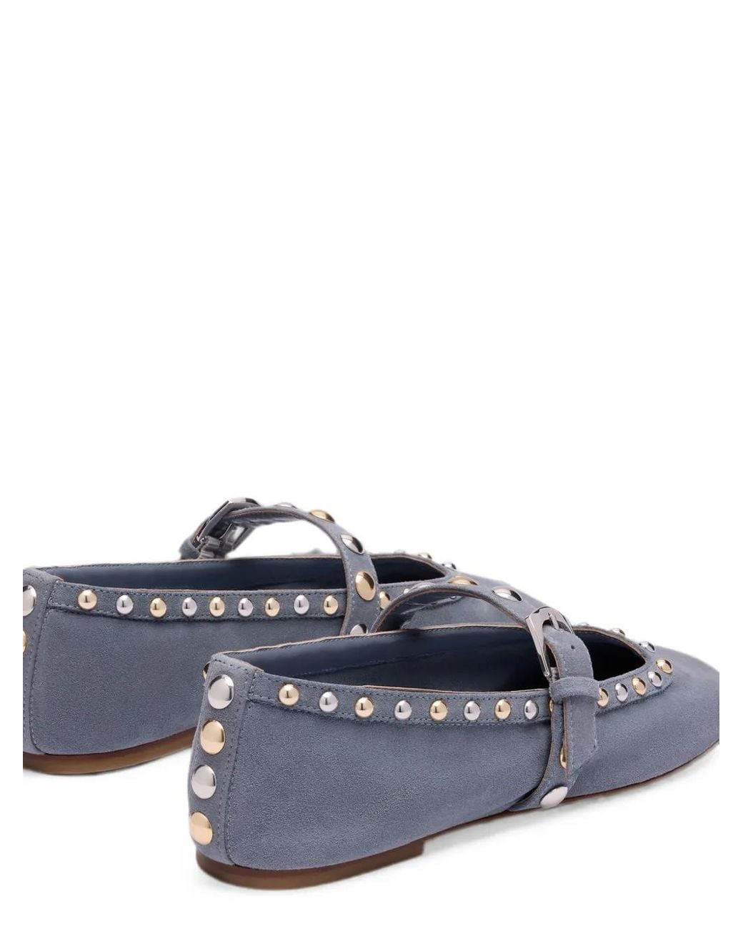 Stuart Weitzman White Perry Stud-Embellished Ballet Flats