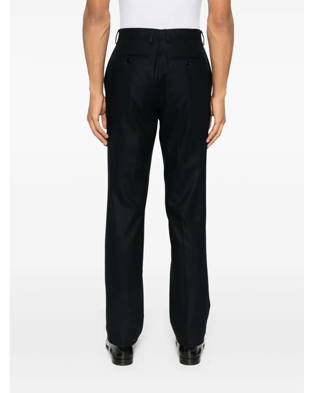 Fursac Blue Virgin Wool Straight-Leg Trousers for men