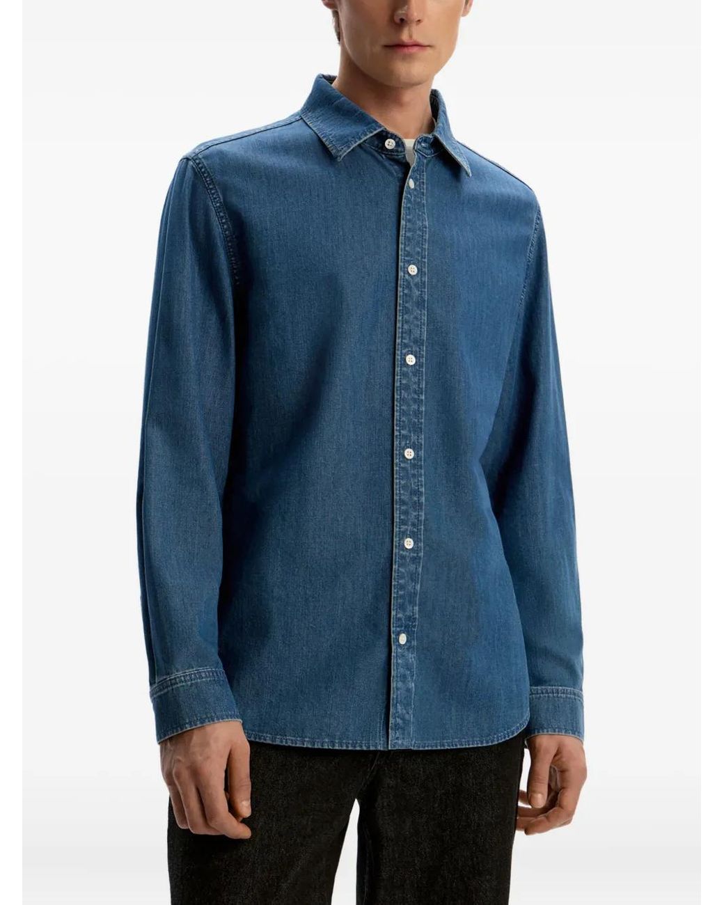 12 STOREEZ Denim Overhemd in het Blue voor heren