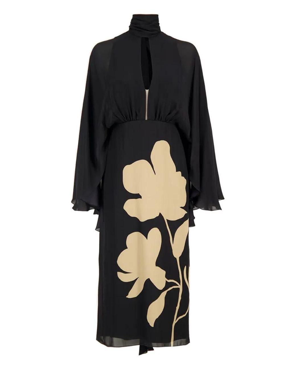 Johanna Ortiz Black Post Treasured Floral Midi Dress
