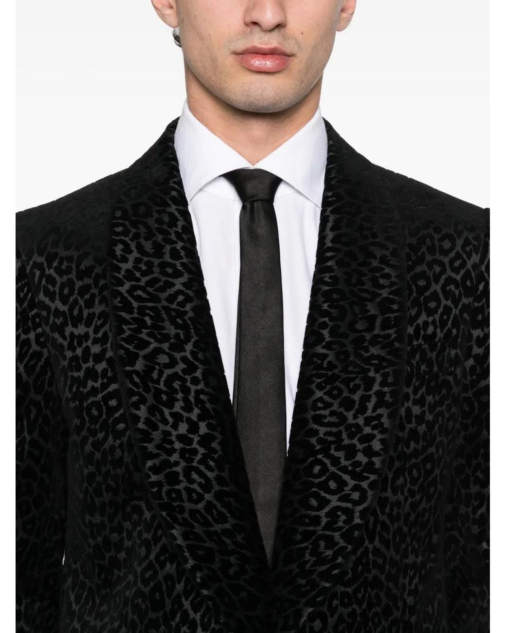 Fursac Black Pattern Animal Cotton Blazer for men