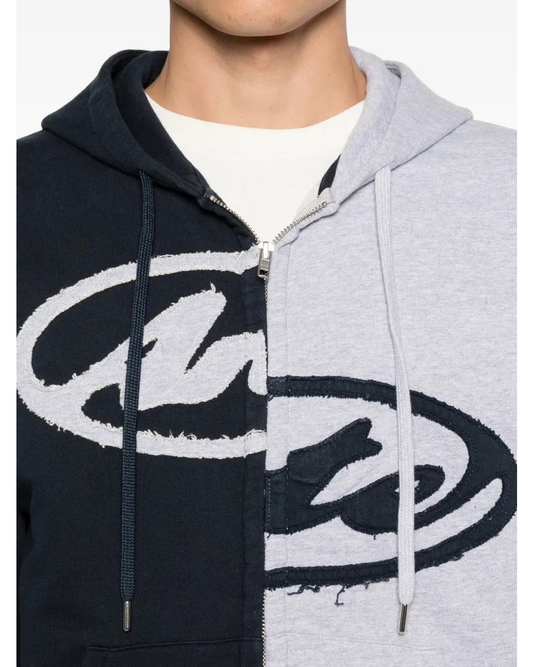 Arte' Blue Split Logo Zip Hoodie