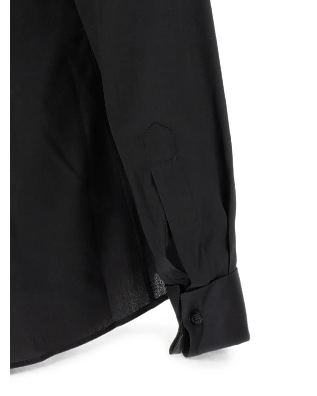 Pal Zileri Black Pleated-Plastron Tuxedo Cotton Shirt for men