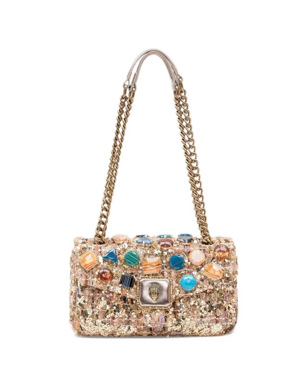 Kurt Geiger Pimlico Sequin-Embellished Shoulder Bag in White | Lyst UK