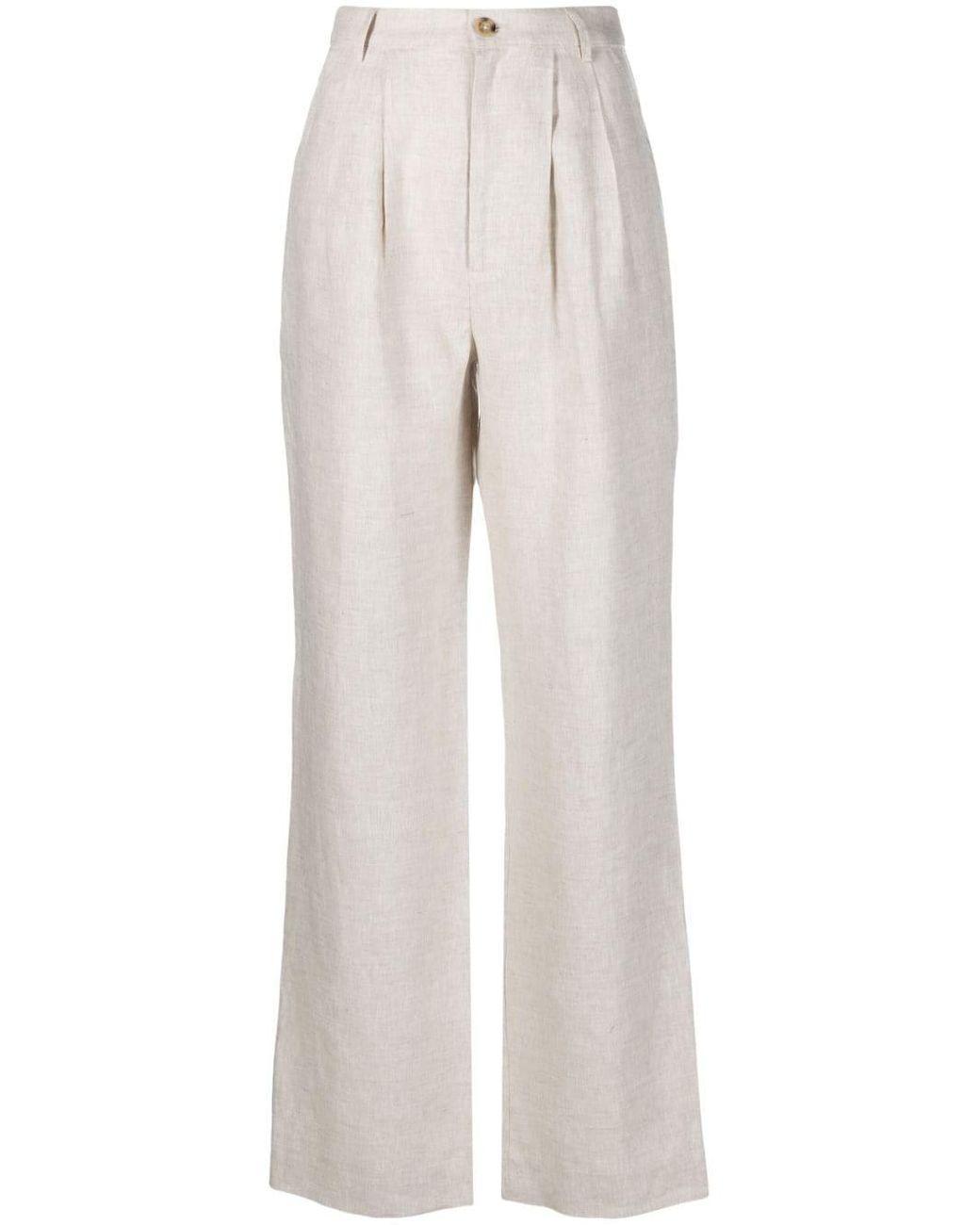 Reformation Mason Linen Trousers in White | Lyst