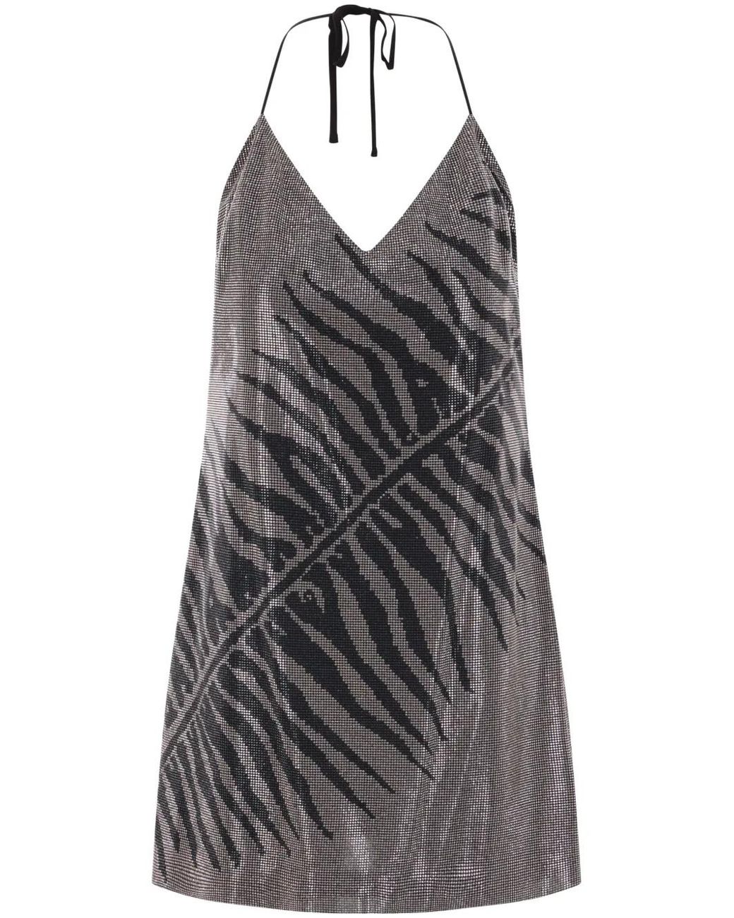 Roberto Cavalli Gray Rhinestoned Mini Dress