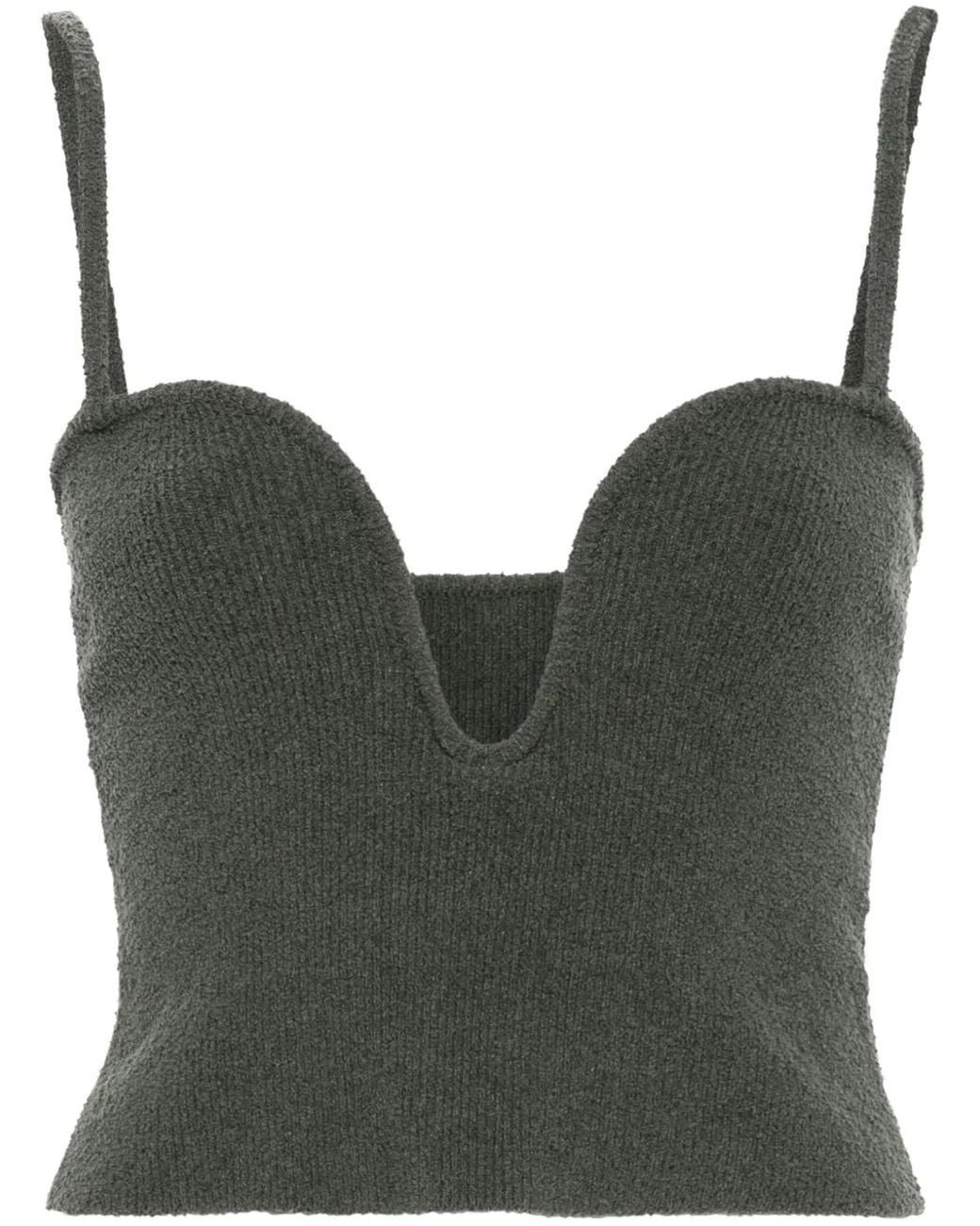 Nanushka Gray Bouclé Cropped Tank Top