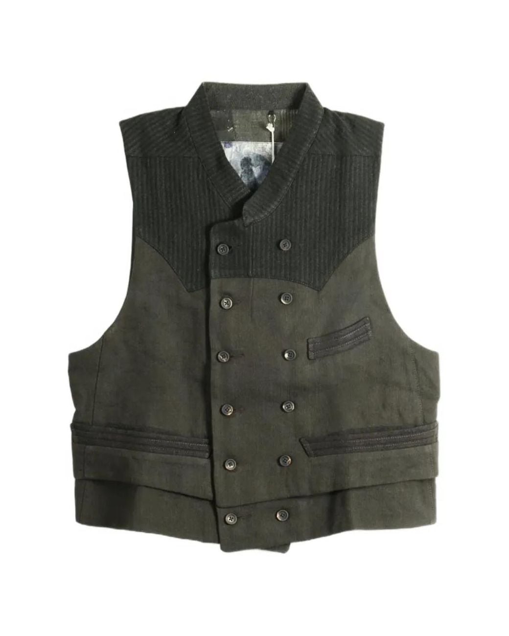 Ziggy Chen Green Double-Breasted Panelled Gilet for men